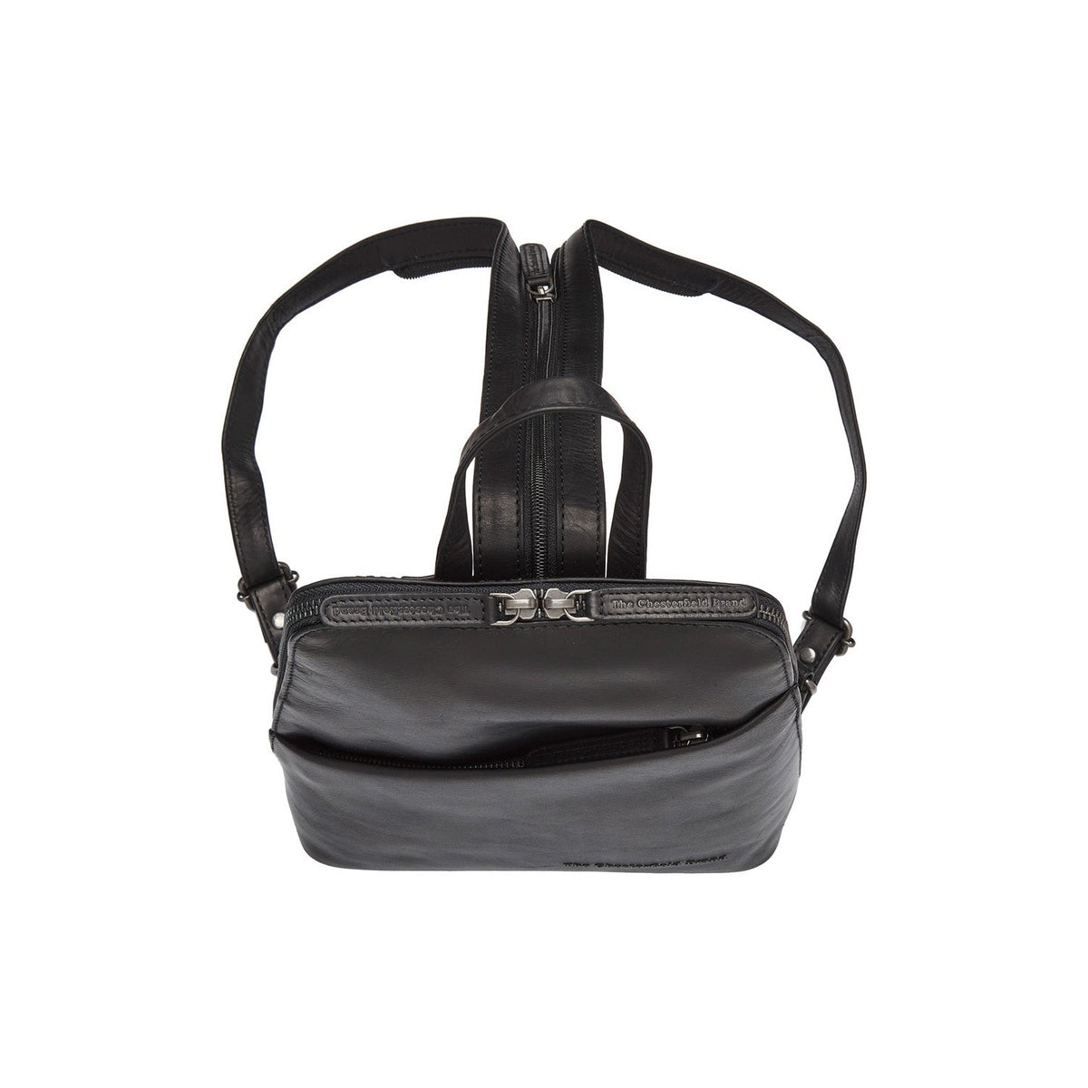 Solid Antique Brass Hardware &amp; Heavy-Duty Dual Zipper Detail on Claire Full-Grain Leather Backpack نسائي