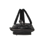 Floran Full-Grain Leather Backpack نسائي - Structured Side Profile Showing Gusset Depth &amp; Expansion Capacity