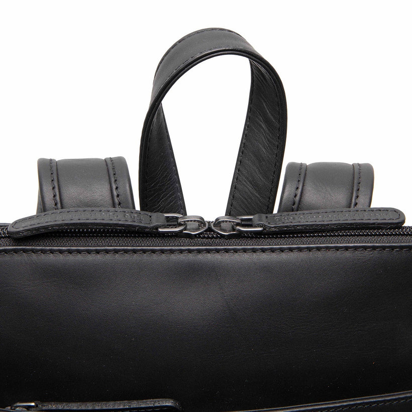 Classic 100% Full-Grain leather Backpack - Rear Perspective Showing Reinforced Leather Straps & Stitching