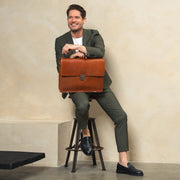 Salvatore Full-Grain Leather Briefcase رجالي – alternate product view 3