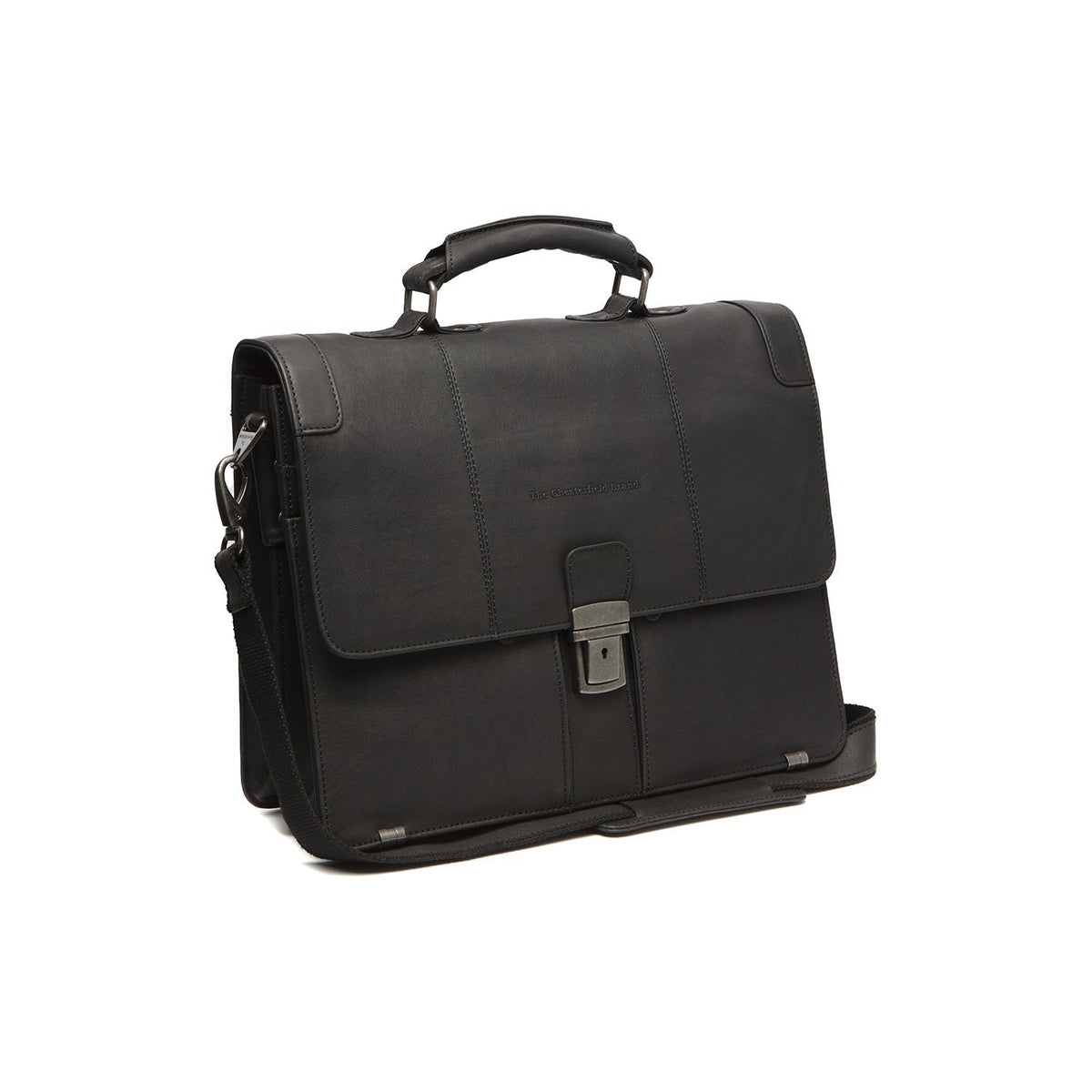 Stuttgart Full-Grain Leather Briefcase نسائي in Classic 100% Full-Grain Leather - Full Exterior Front Profile View | Buy Online
