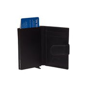 Solid Antique Brass Hardware &amp; Heavy-Duty Dual Zipper Detail on Hannover Full-Grain Leather Card Holder نسائي