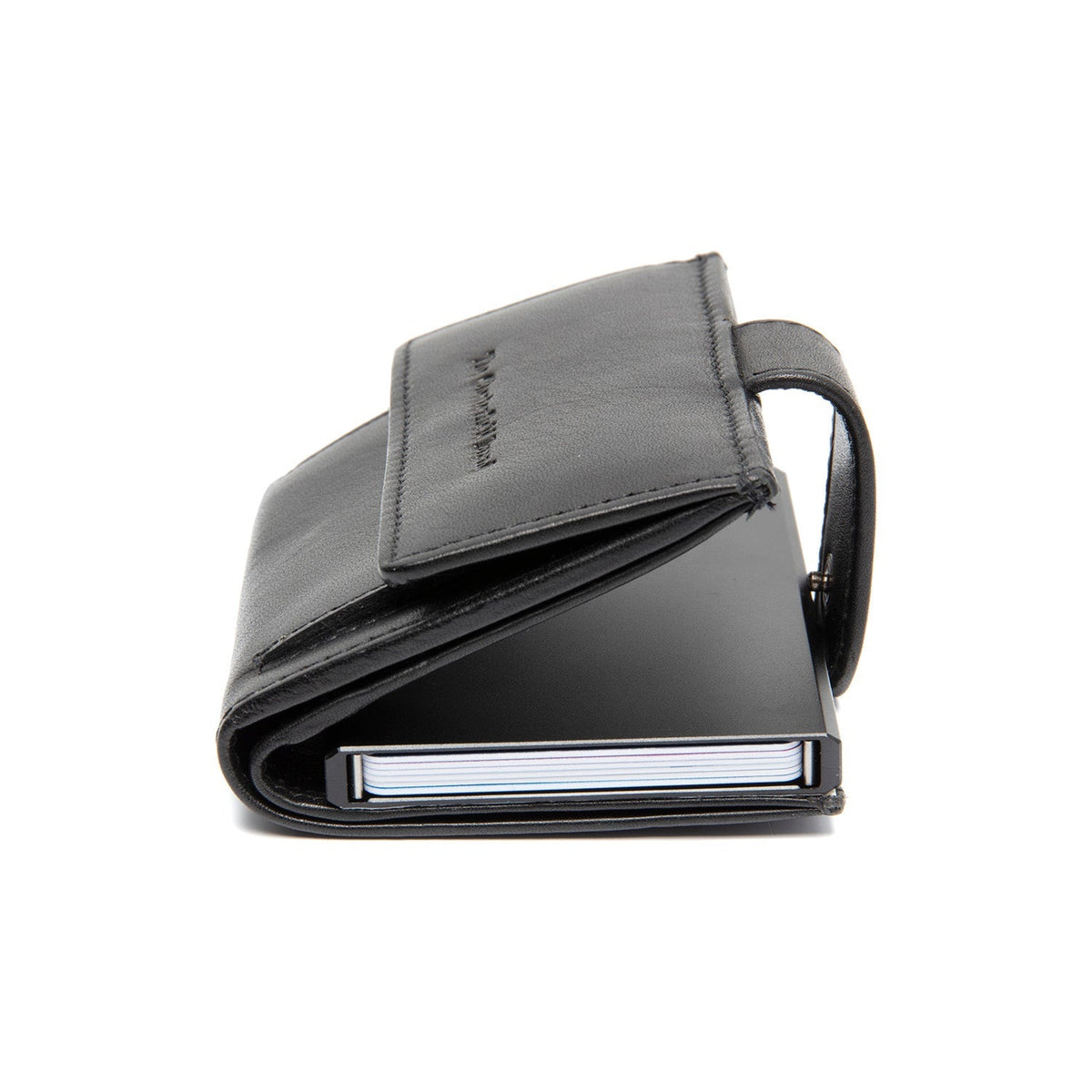 Lesina Full-Grain Leather Card Holder نسائي - Structured Side Profile Showing Gusset Depth &amp; Expansion Capacity