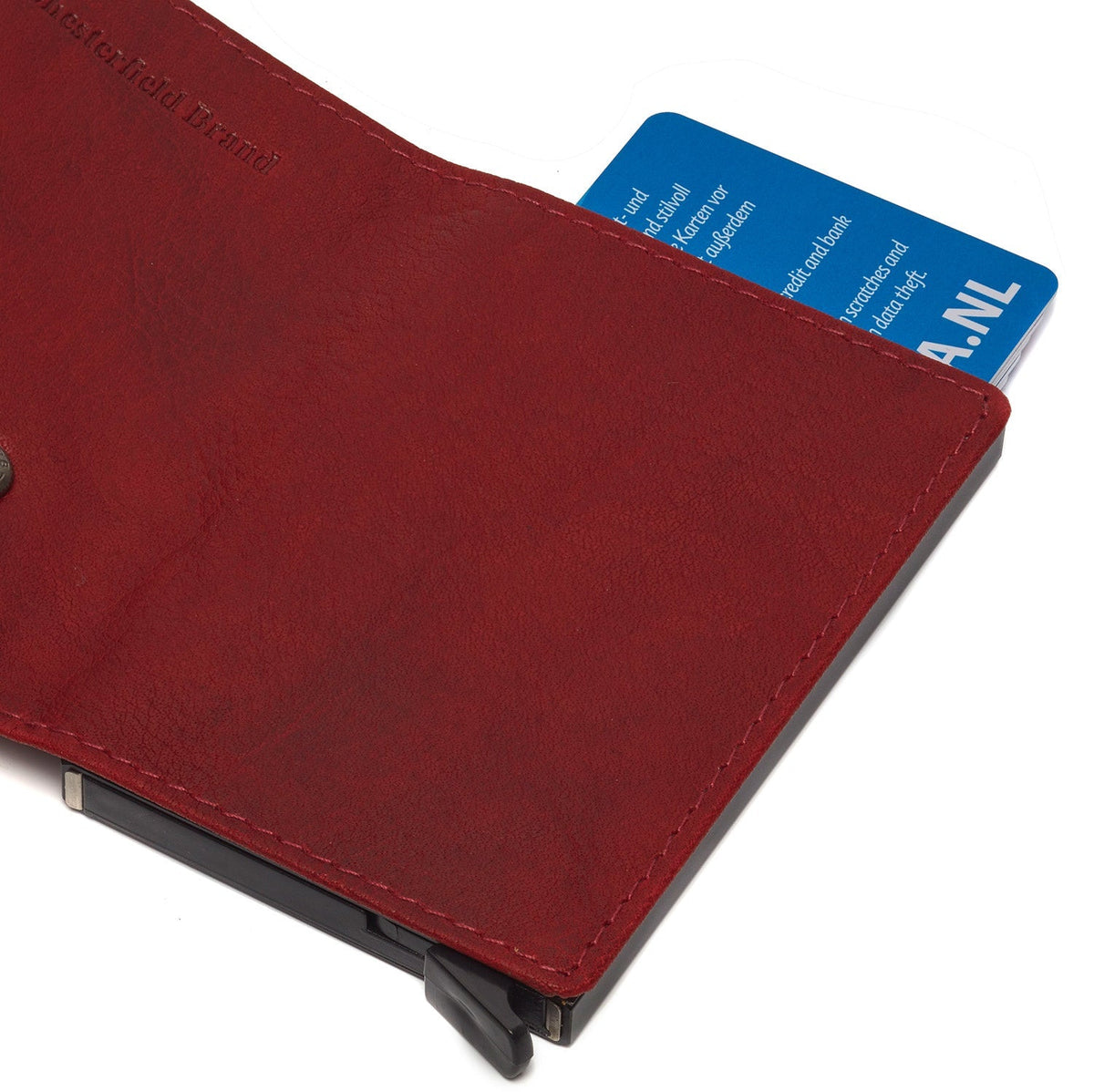 
Red Leather Card Holder Portland, detail view 5