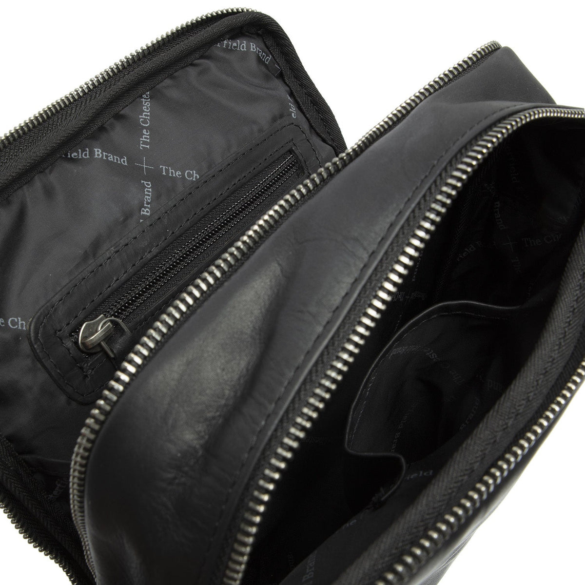Alva Full-Grain Leather Crossbody Bag رجالي - Structured Side Profile Showing Gusset Depth &amp; Expansion Capacity