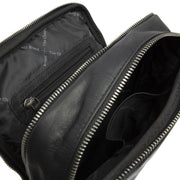 Alva Full-Grain Leather Crossbody Bag رجالي - Structured Side Profile Showing Gusset Depth &amp; Expansion Capacity