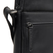 Anzora Full-Grain Leather Crossbody Bag رجالي - Structured Side Profile Showing Gusset Depth &amp; Expansion Capacity