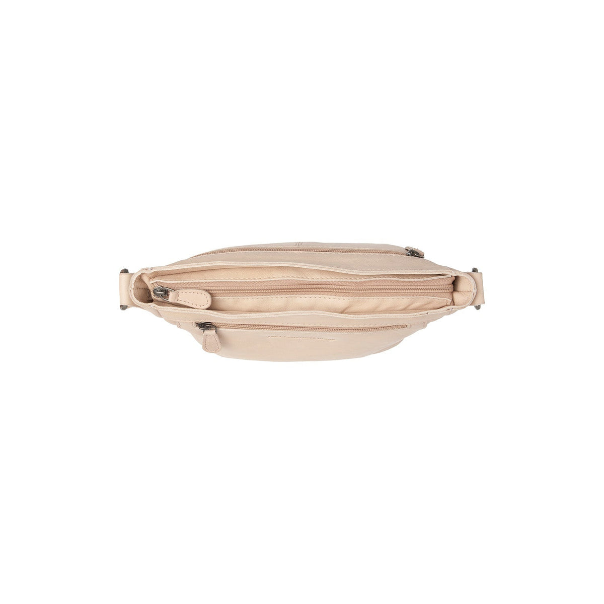 Solid Antique Brass Hardware &amp; Heavy-Duty Dual Zipper Detail on Aston جلد طبيعي فل جرين حقيبة كروس