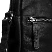 Solid Antique Brass Hardware &amp; Heavy-Duty Dual Zipper Detail on Dessau Full-Grain Leather Crossbody Bag رجالي