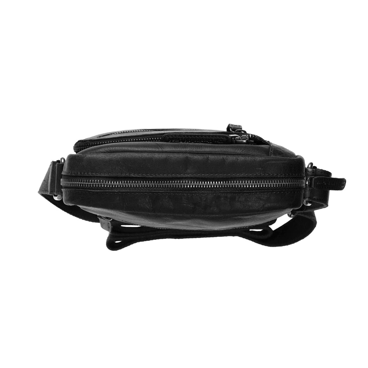 Dessau Full-Grain Leather Crossbody Bag رجالي - Structured Side Profile Showing Gusset Depth &amp; Expansion Capacity