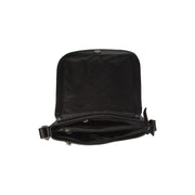 Everglades Full-Grain Leather Crossbody Bag نسائي - Structured Side Profile Showing Gusset Depth &amp; Expansion Capacity