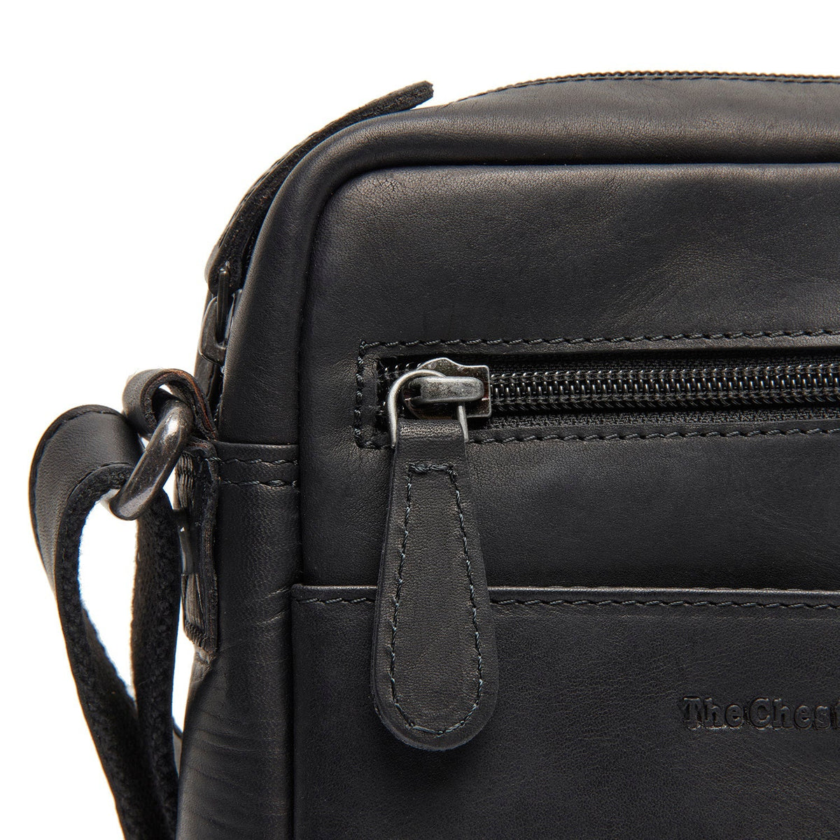 Laveno Full-Grain Leather Crossbody Bag رجالي - Structured Side Profile Showing Gusset Depth &amp; Expansion Capacity