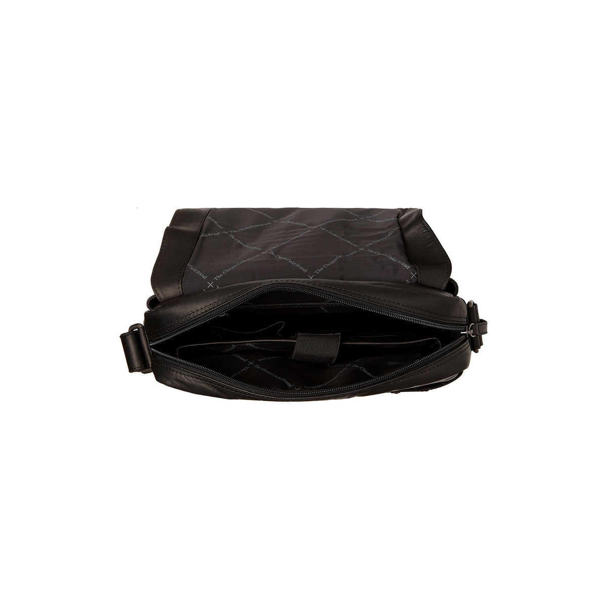 Solid Antique Brass Hardware &amp; Heavy-Duty Dual Zipper Detail on Raphael Full-Grain Leather Crossbody Bag رجالي