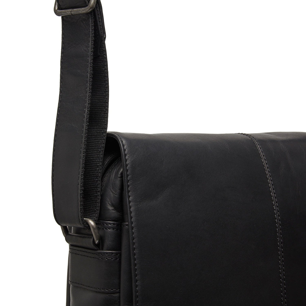 Raphael Full-Grain Leather Crossbody Bag رجالي - Structured Side Profile Showing Gusset Depth &amp; Expansion Capacity