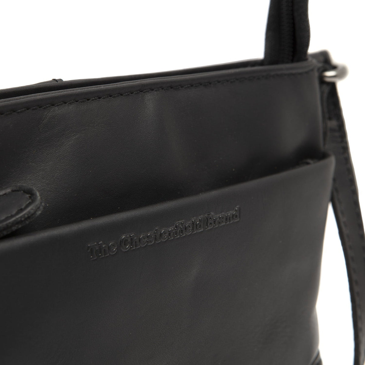 Solid Antique Brass Hardware &amp; Heavy-Duty Dual Zipper Detail on Salerno Full-Grain Leather Crossbody Bag نسائي