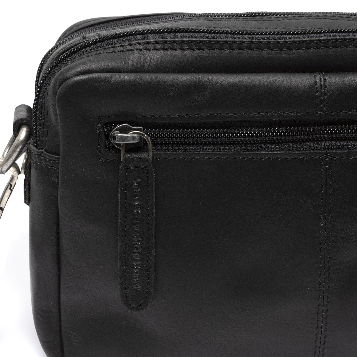 Solid Antique Brass Hardware &amp; Heavy-Duty Dual Zipper Detail on Samui Full-Grain Leather Crossbody Bag نسائي