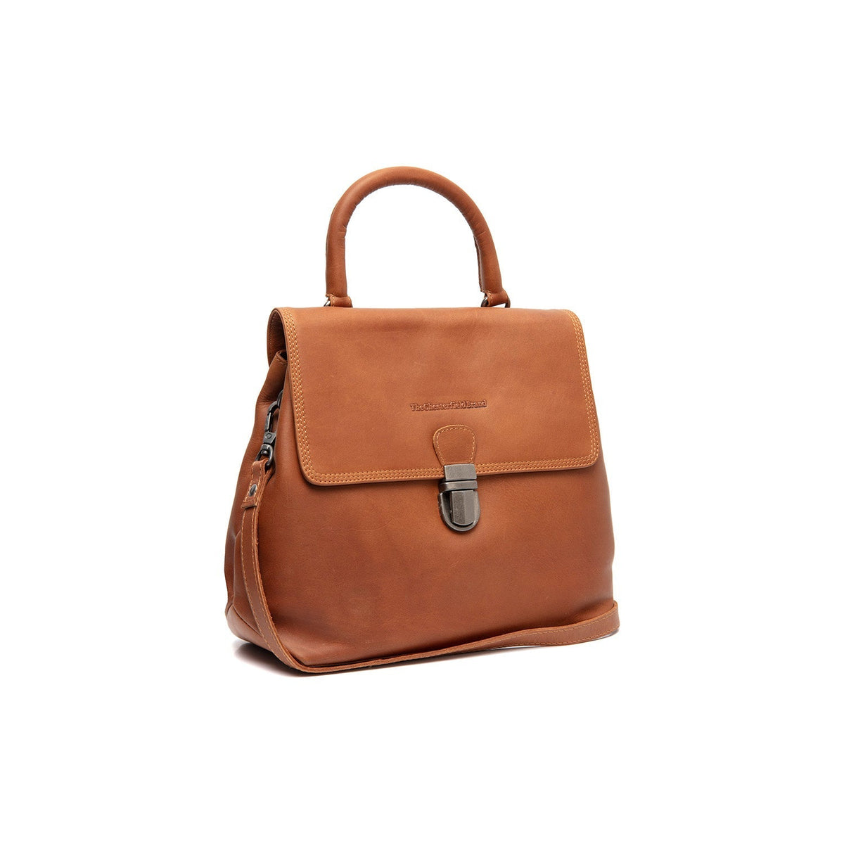 Tailored Rib Cuffs &amp; Hem Craftsmanship Construction Detail on Angera Full-Grain Leather Handbag نسائي