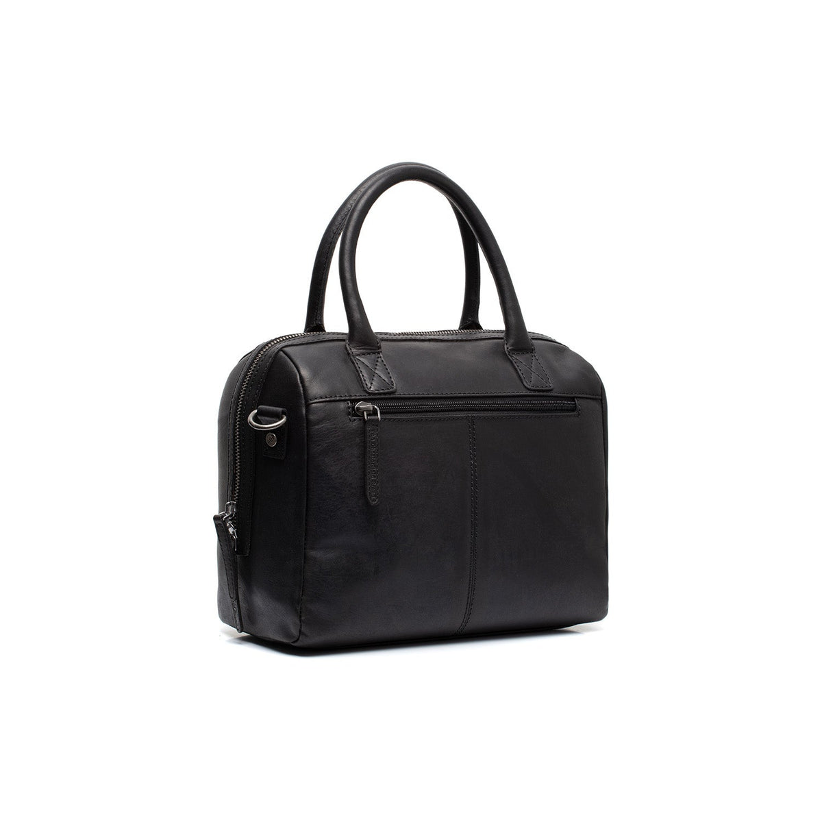 Styled Fit Perspective of Langton Full-Grain Leather Handbag نسائي on Model - Natural Daylight Drape