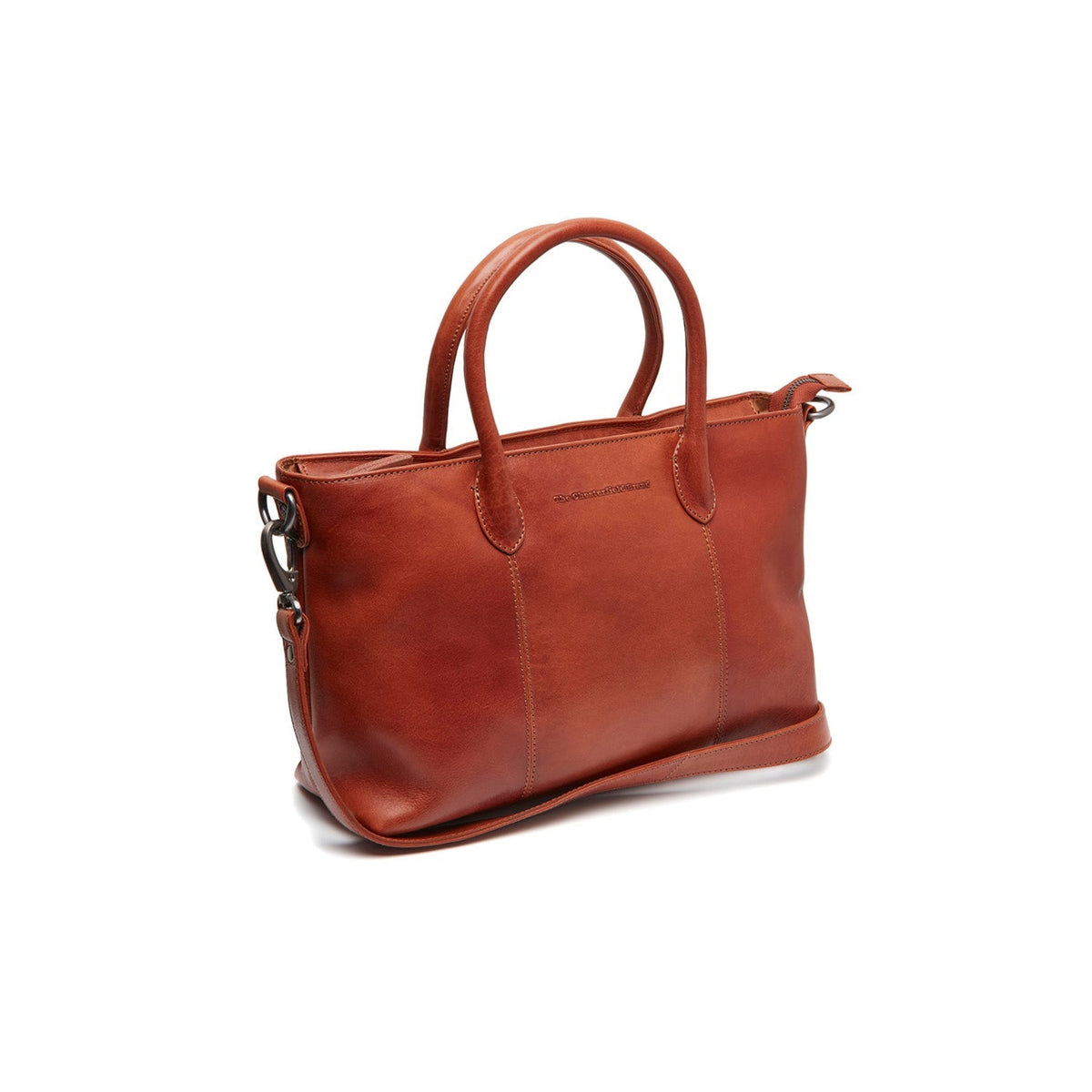 Tailored Rib Cuffs &amp; Hem Craftsmanship Construction Detail on Pergamino Full-Grain Leather Handbag نسائي