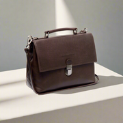 Styled Fit Perspective of Renata Full-Grain Leather Handbag نسائي on Model - Natural Daylight Drape