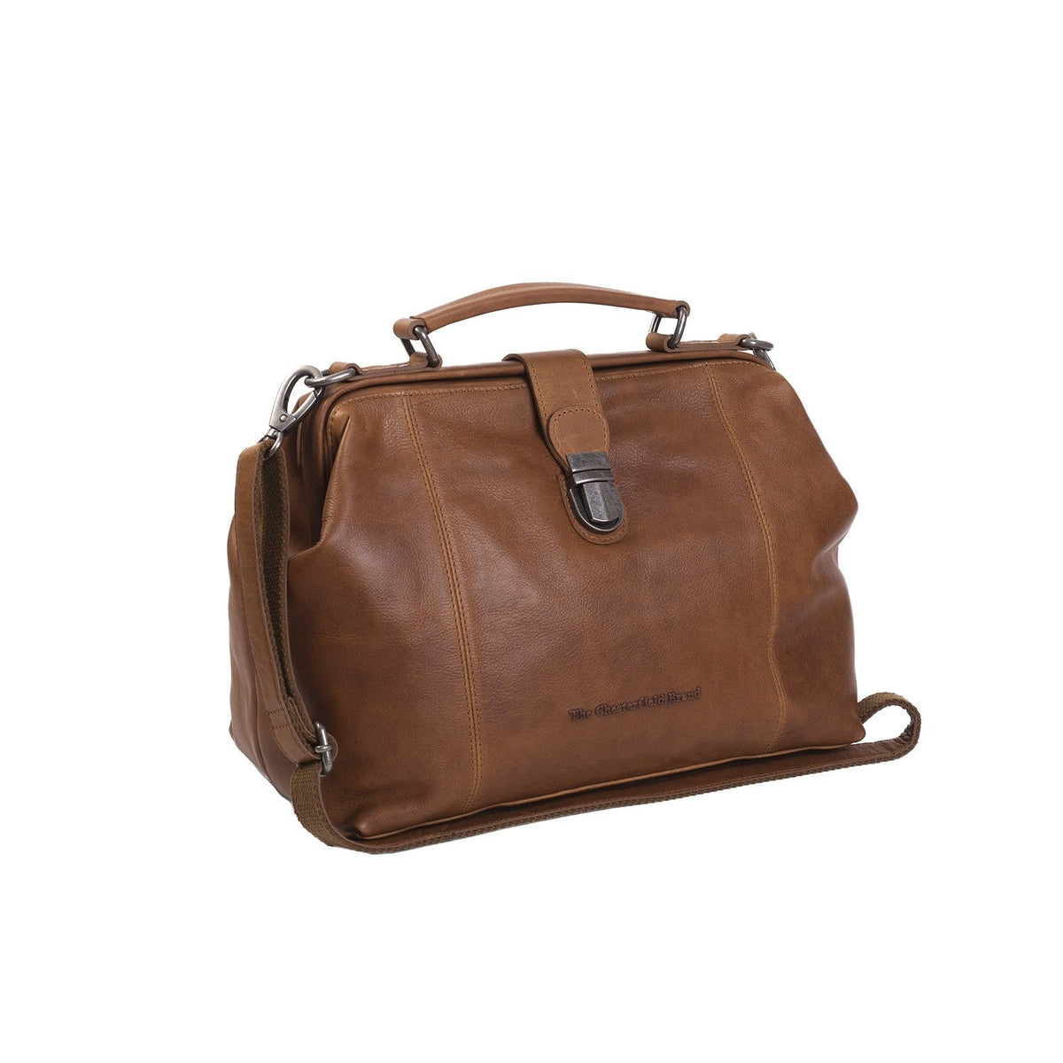 Tailored Rib Cuffs &amp; Hem Craftsmanship Construction Detail on Shaun Full-Grain Leather Handbag نسائي