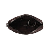 Tailored Rib Cuffs &amp; Hem Craftsmanship Construction Detail on Corey Full-Grain Leather Key Case نسائي