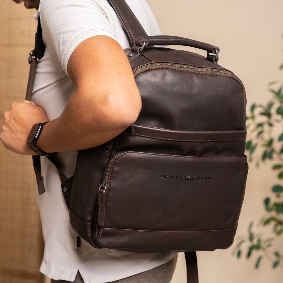Austin Full-Grain Leather Laptop Backpack نسائي – alternate product view 2