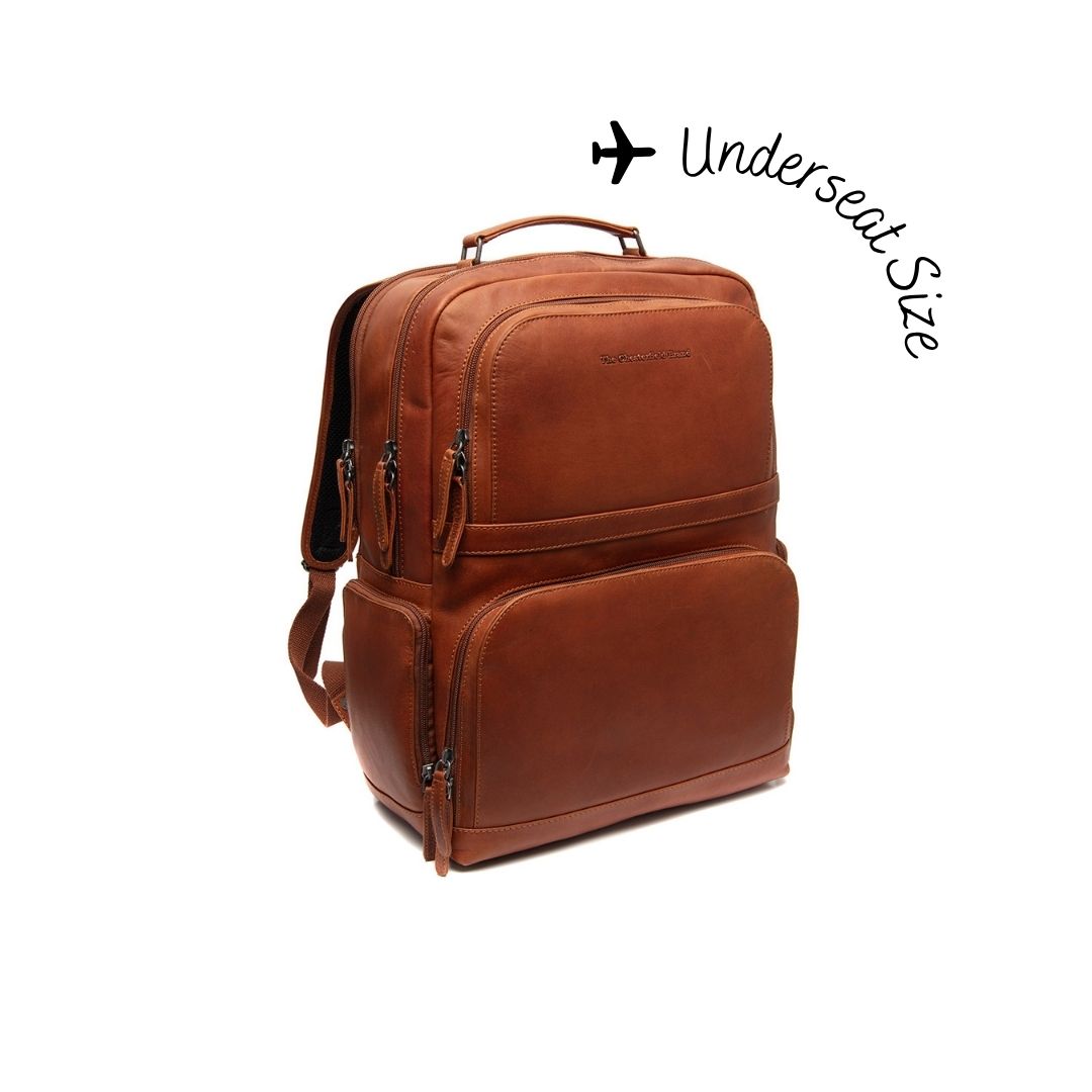 
Cognac Leather Laptop Backpack Lennox, front view