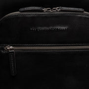 Solid Antique Brass Hardware &amp; Heavy-Duty Dual Zipper Detail on Maggiore Full-Grain Leather Laptop Backpack رجالي