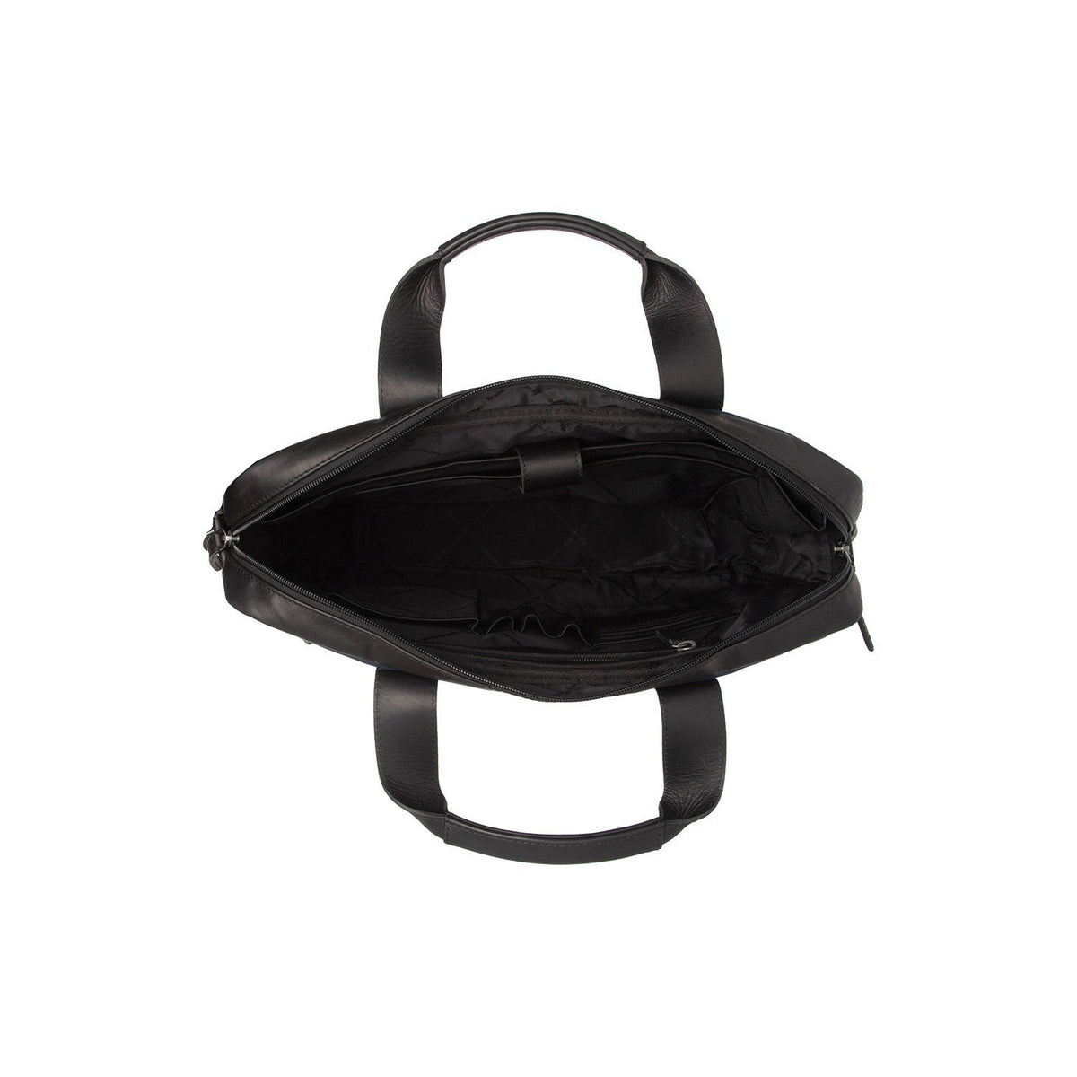 
Solid Antique Brass Hardware & Heavy-Duty Dual Zipper Detail on Narvik حقيبة لابتوب جلدية