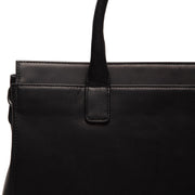 Solid Antique Brass Hardware &amp; Heavy-Duty Dual Zipper Detail on Rivera Full-Grain Leather Laptop Bag نسائي