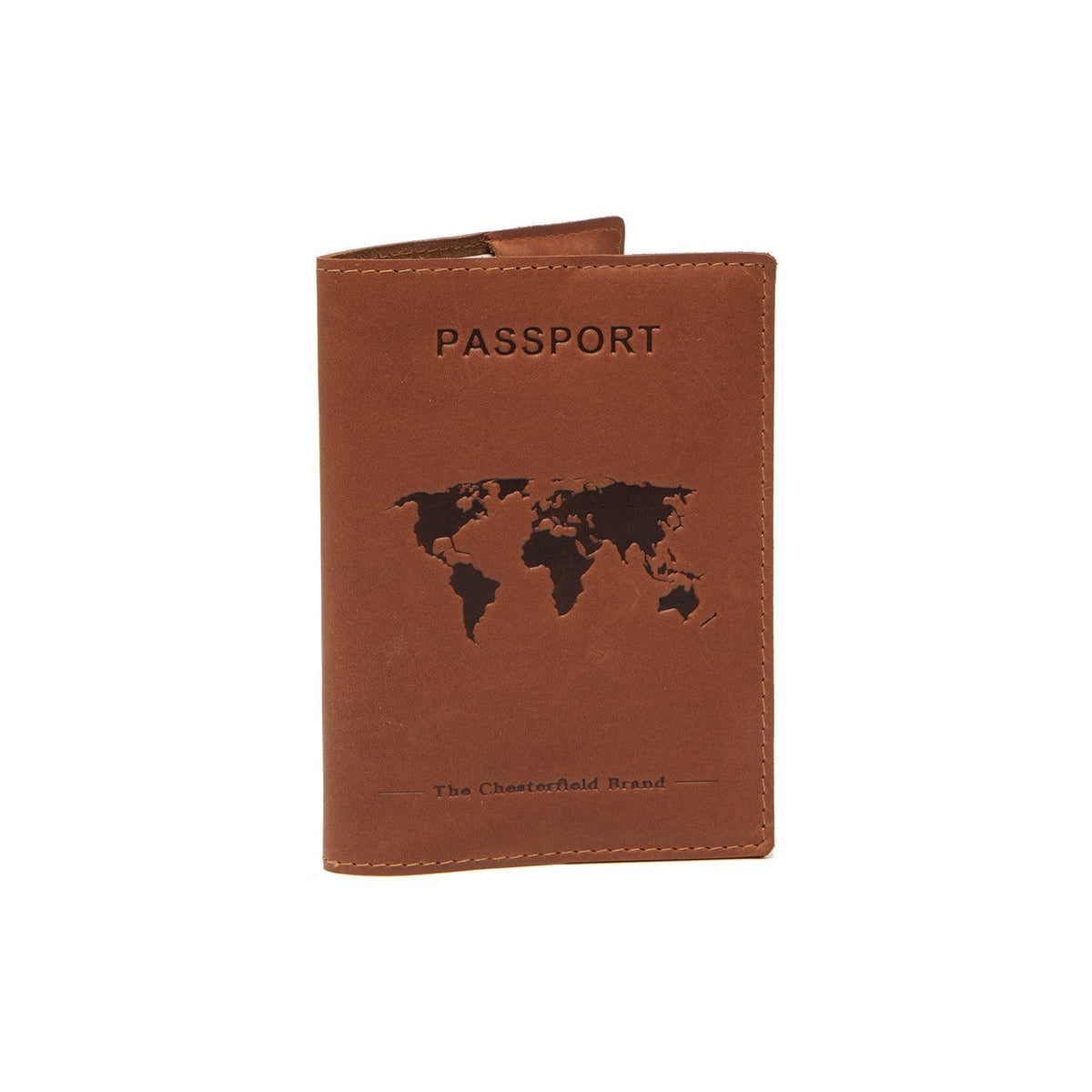 Cognac Leather Passport Case نسائي, front view