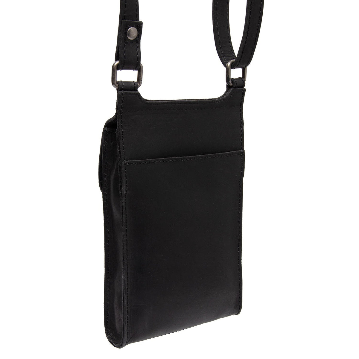 Tailored Rib Cuffs &amp; Hem Craftsmanship Construction Detail on Nebra Full-Grain Leather Phone Bag نسائي