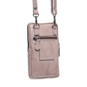 Tailored Rib Cuffs &amp; Hem Craftsmanship Construction Detail on Salta Full-Grain Leather Phone Bag نسائي
