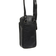 Styled Fit Perspective of Valdes Full-Grain Leather Phone Bag نسائي on Model - Natural Daylight Drape