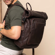 Remo Full-Grain Leather Roll-top Backpack نسائي – alternate product view 2