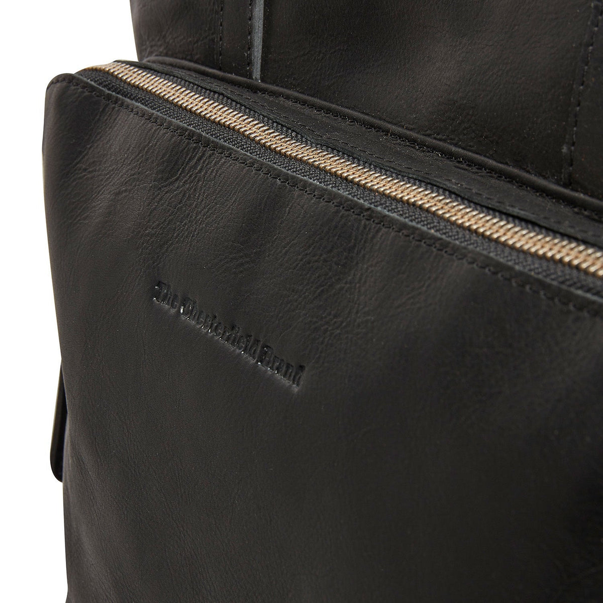 Solid Antique Brass Hardware &amp; Heavy-Duty Dual Zipper Detail on Alicante Full-Grain Leather Shopper نسائي