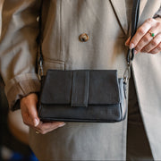Classic 100% Full-Grain leather Bag - Rear Perspective Showing Reinforced Leather Straps &amp; Stitching