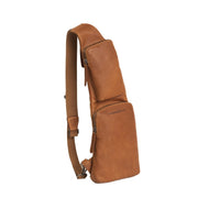 Cognac Leather Sling Bag Logan نسائي, front view