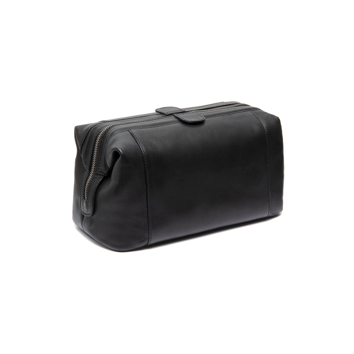 Tailored Rib Cuffs &amp; Hem Craftsmanship Construction Detail on Biassa Full-Grain Leather Toiletry Bag نسائي