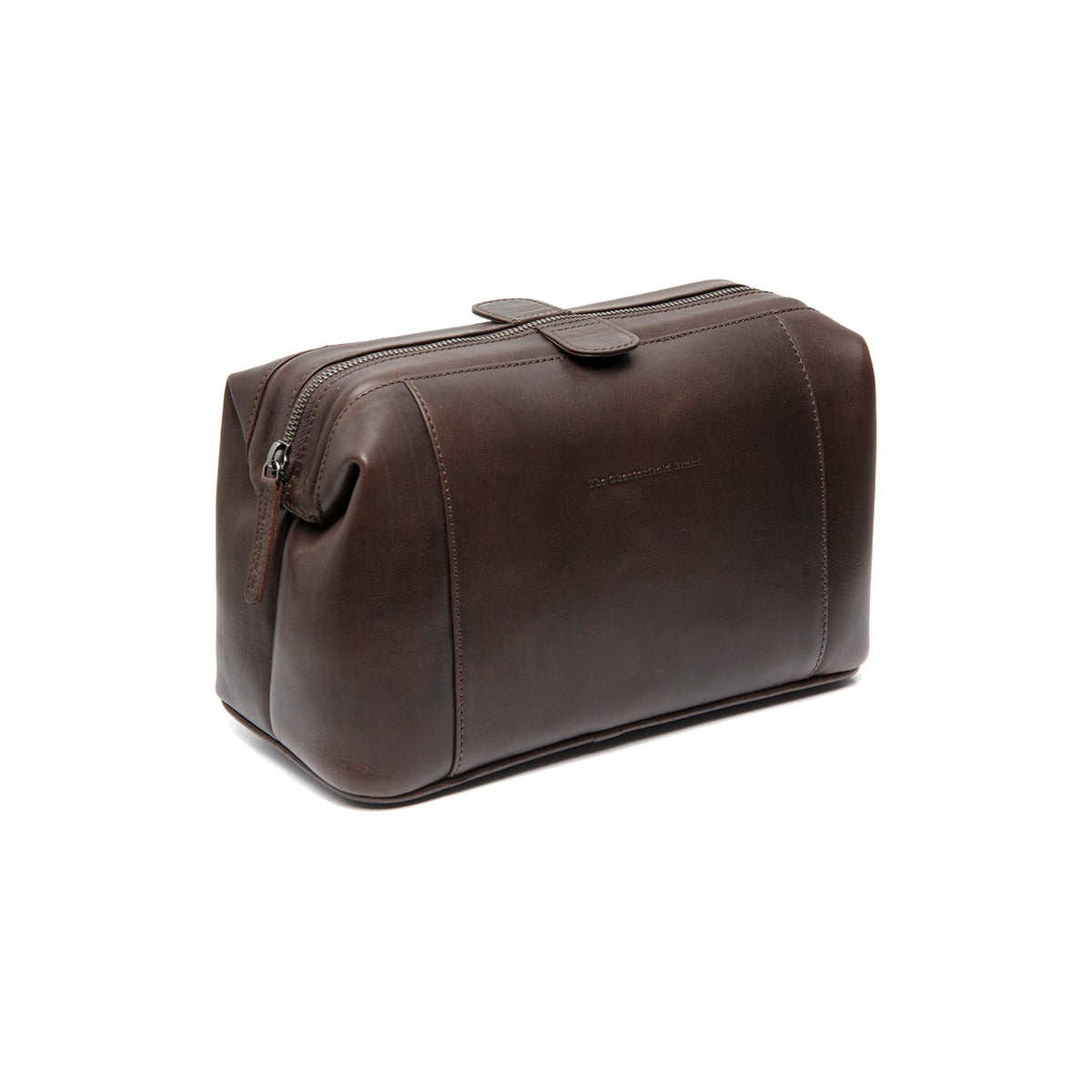 Styled Fit Perspective of Biassa Full-Grain Leather Toiletry Bag نسائي on Model - Natural Daylight Drape