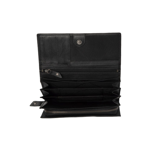 Classic 100% Full-Grain leather Wallet - Rear Perspective Showing Reinforced Leather Straps & Stitching