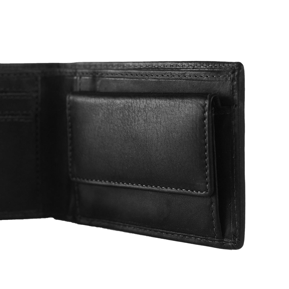 Enzo Full-Grain Leather Wallet رجالي - Structured Side Profile Showing Gusset Depth &amp; Expansion Capacity