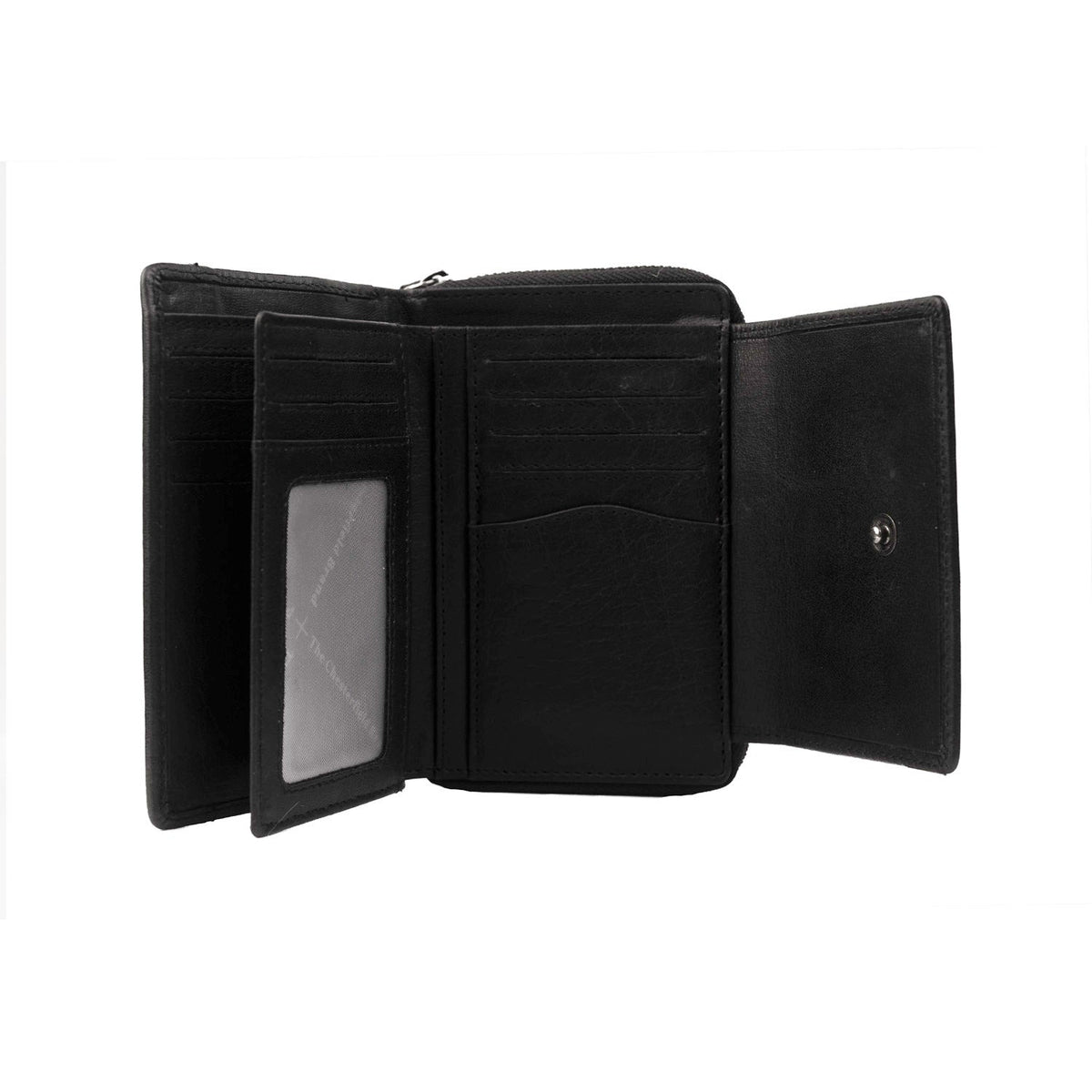Solid Antique Brass Hardware &amp; Heavy-Duty Dual Zipper Detail on Hanoi Full-Grain Leather Wallet نسائي