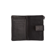 Landau Full-Grain Leather Wallet نسائي - Structured Side Profile Showing Gusset Depth &amp; Expansion Capacity