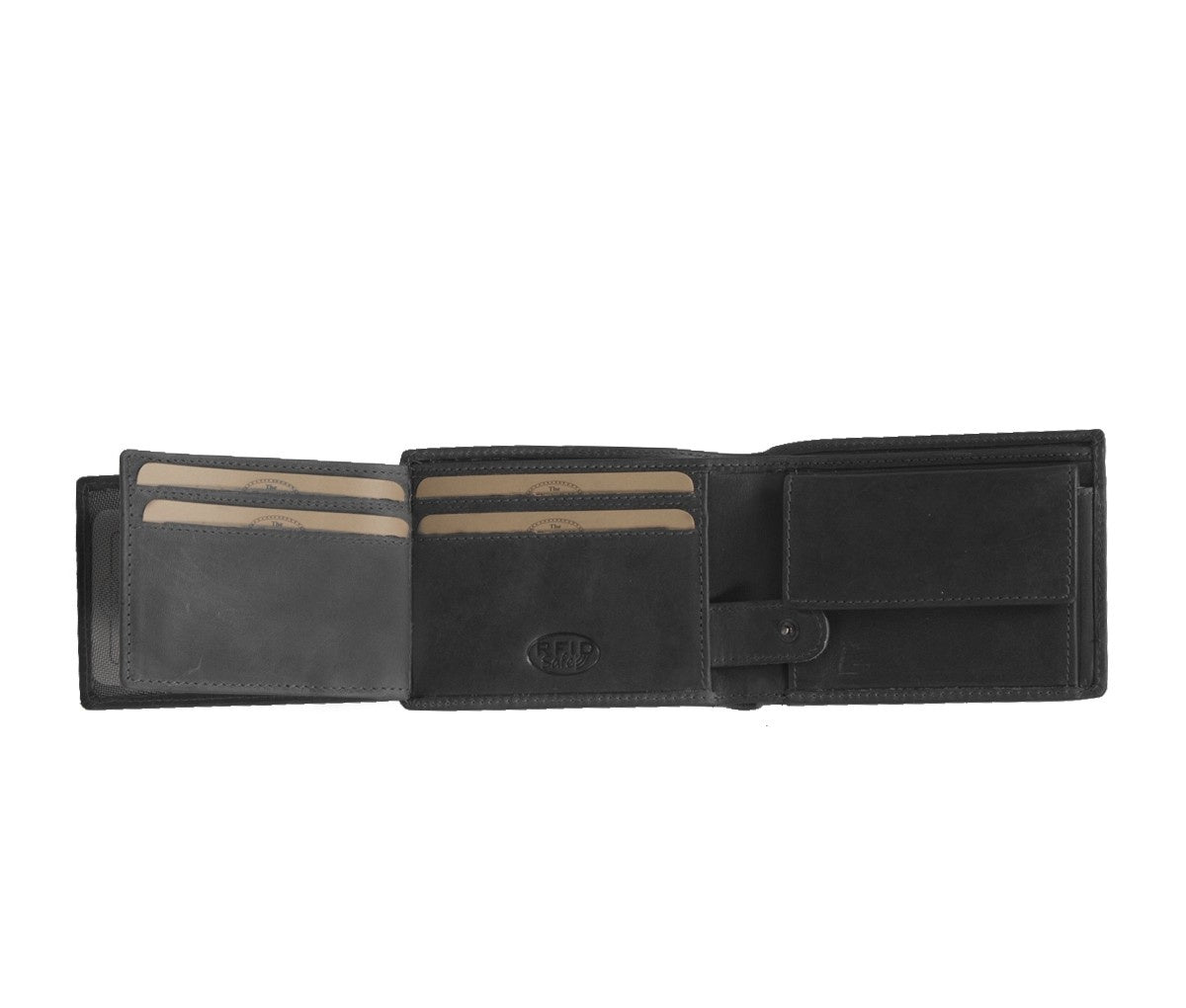 Solid Antique Brass Hardware &amp; Heavy-Duty Dual Zipper Detail on Marvin Full-Grain Leather Wallet رجالي