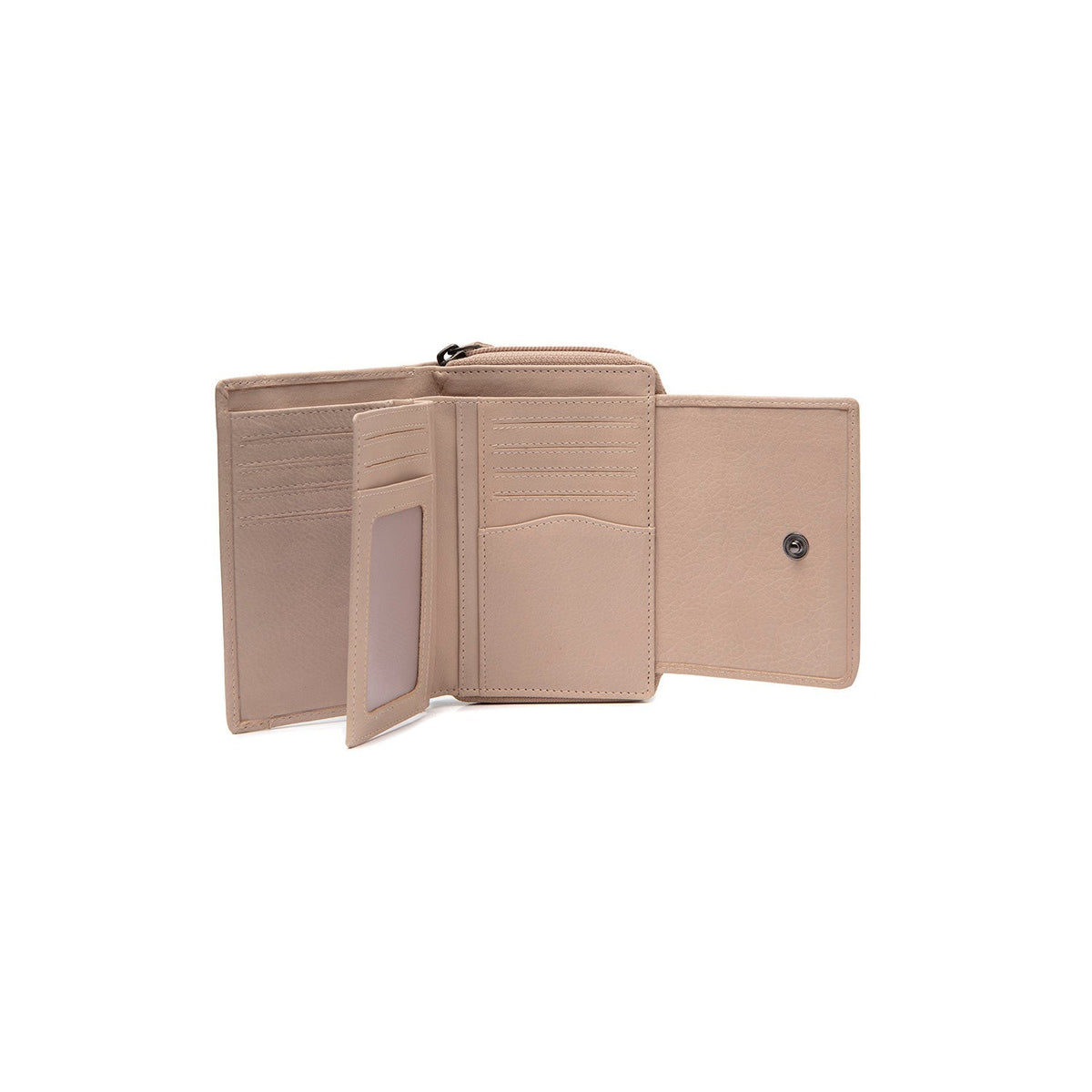 Solid Antique Brass Hardware &amp; Heavy-Duty Dual Zipper Detail on Orveta Full-Grain Leather Wallet نسائي