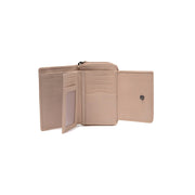 Solid Antique Brass Hardware &amp; Heavy-Duty Dual Zipper Detail on Orveta Full-Grain Leather Wallet نسائي