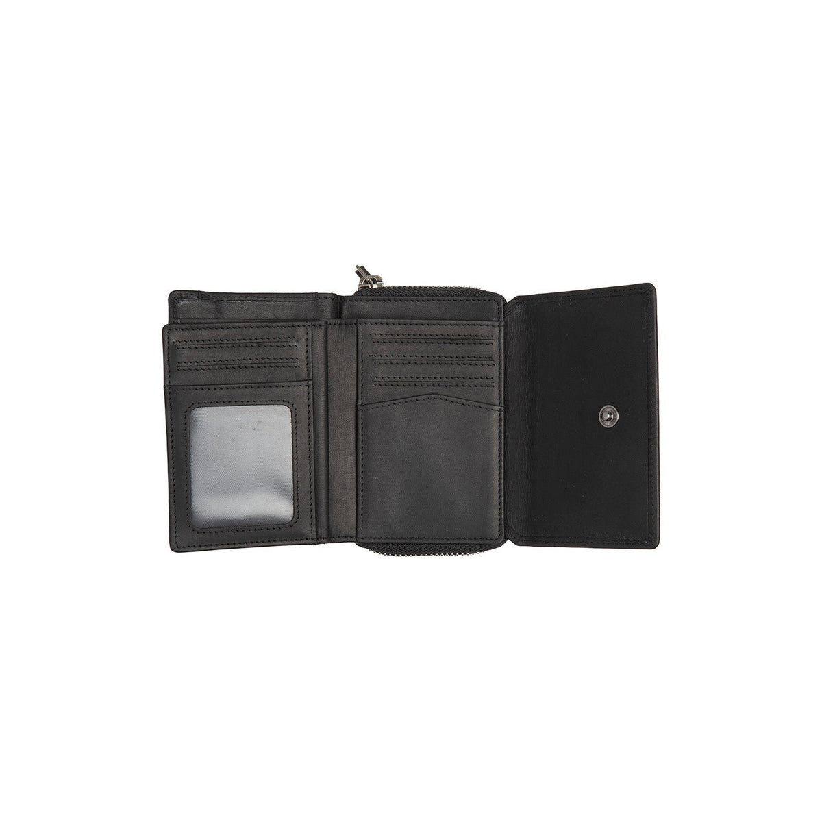 Sorraia Full-Grain Leather Wallet نسائي - Structured Side Profile Showing Gusset Depth &amp; Expansion Capacity
