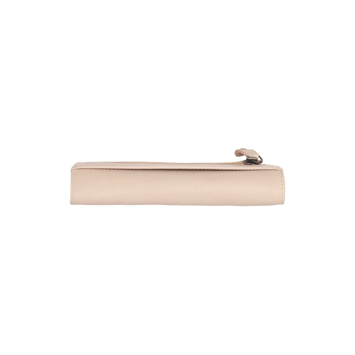 Solid Antique Brass Hardware &amp; Heavy-Duty Dual Zipper Detail on Valetta Full-Grain Leather Wallet نسائي